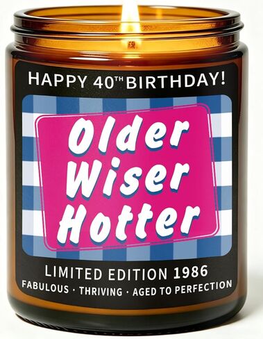 40th Birthday Gifts Women Men Funny, Forty 40th Birthday Decorations for Women Men, 1986 40 Year Old Bday Gifts Ideas for Friend, Sister, Wife, Husband, Her, Him, Happy Birthday Candle, Scented Candle in Saudi Arabia
