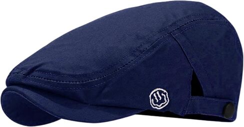 Men's Cotton Flat Cap Newsboy Beret, Adjustable Ivy Gatsby Forward Hat, Navy Blue, Black, Gray, Retro Style in Kuwait