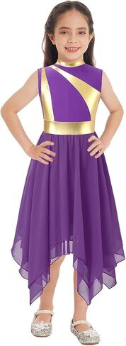 Praise Dance Dresses for Women Kids Girls Ballet Praise Dancing Dress Metallic Sleeveless Modern Lyrical Church Worship(Red,12) in Saudi Arabia