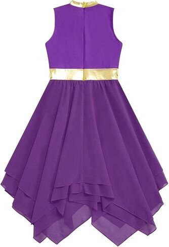 Praise Dance Dresses for Women Kids Girls Ballet Praise Dancing Dress Metallic Sleeveless Modern Lyrical Church Worship(Red,12) in Saudi Arabia