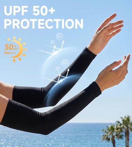 UPF 50 Cooling Arm Sleeves for Men Women, UV Sun Protection Compression Sleeves for Tattoo Cover in Kuwait
