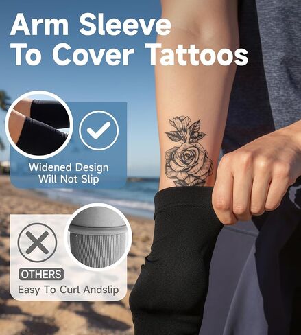 UPF 50 Cooling Arm Sleeves for Men Women, UV Sun Protection Compression Sleeves for Tattoo Cover in Kuwait
