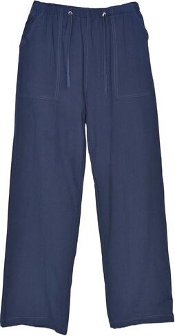 perdontoo Mens Casual Cotton Linen Pants Elastic Waist Drawstring Straight Summer Beach Pants (X-Large, Blue) in Saudi Arabia