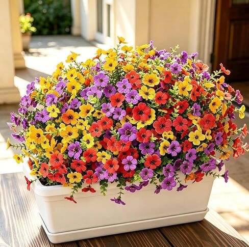 Artificial Flowers for Outdoors 16 Bundles Fake Flowers Fake Plants Spring Summer Decoration UV Resistant Fake Silk Flowers for Porch Patio Home Planter Window Box Yard Garden Decor in Saudi Arabia