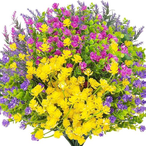 Artificial Flowers for Outdoors 16 Bundles Fake Flowers Fake Plants Spring Summer Decoration UV Resistant Fake Silk Flowers for Porch Patio Home Planter Window Box Yard Garden Decor in Saudi Arabia