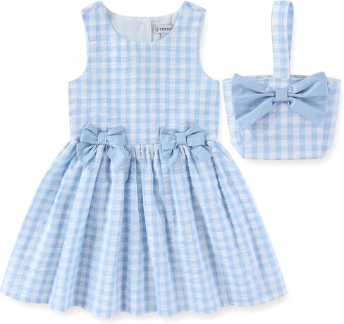 Sperry Girls Gingham Woven Dress with Bucket Bag for Big Kids in Kuwait