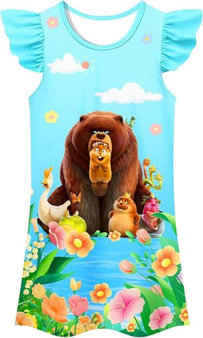 Girls Hoppers Cute Summer Casual Dress Kids Flutter Sleeve Dresses Gown 5-12 Years in Saudi Arabia