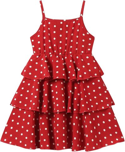 Mud Kingdom Girls Sundress Sling Straps Polka Dots Tiered Layered Dress Summer in Kuwait