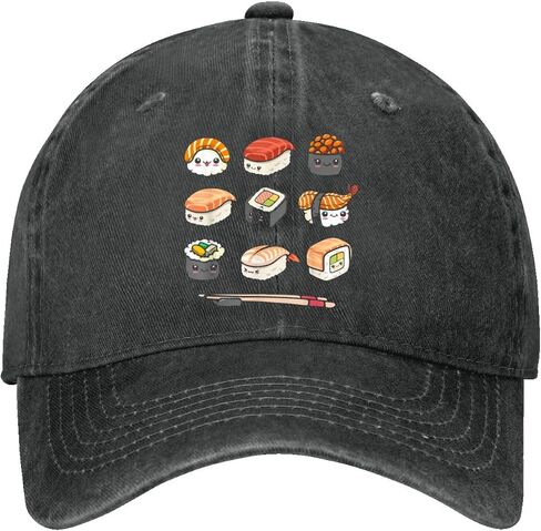 JUST A BOY WHO Loves Sushi Hats for Dad Vintage Washed Distressed Baseball Caps in Kuwait