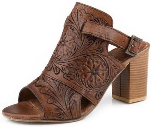 ROPER Women's Women'S Mika Backstrap Tooled Heels Tan 7 M in Kuwait