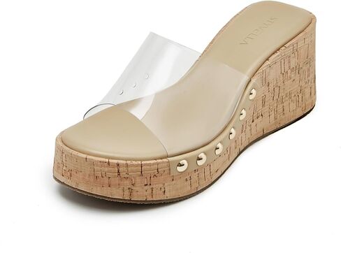 Women’s Platform Wedge Sandals, Slip On Open Toe Wedge Heels Non-Slip Casual Comfort Slides for Dressy Occasions, 2.95 inches Platform in Saudi Arabia