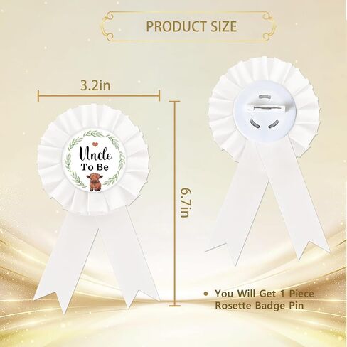 دبوس شارة من Highland Cow Uncle to Be، دبوس زر من Highland Cattle Best Uncle Ever، زر شريط جائزة White Rosette Farm Cattle Baby للرجال للرجال، لوازم الحفلات الغربية لإعلان الجنس/إعلان الحمل in Kuwait