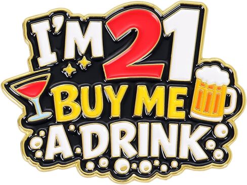21st Birthday Pin for Women Men, I’m 21 Buy Me A Drink Enamel Pin Badge, Funny 21st Birthday Button, Birthday Party Accessories for Him Her, Bar Crawl Gift in Saudi Arabia