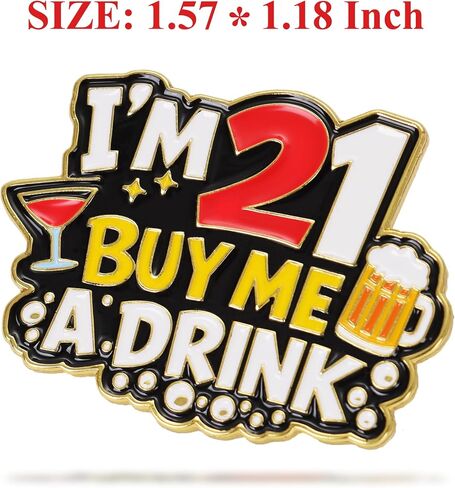 21st Birthday Pin for Women Men, I’m 21 Buy Me A Drink Enamel Pin Badge, Funny 21st Birthday Button, Birthday Party Accessories for Him Her, Bar Crawl Gift in Saudi Arabia