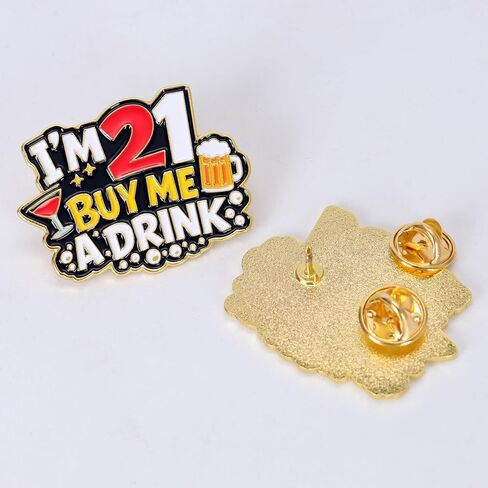 21st Birthday Pin for Women Men, I’m 21 Buy Me A Drink Enamel Pin Badge, Funny 21st Birthday Button, Birthday Party Accessories for Him Her, Bar Crawl Gift in Saudi Arabia