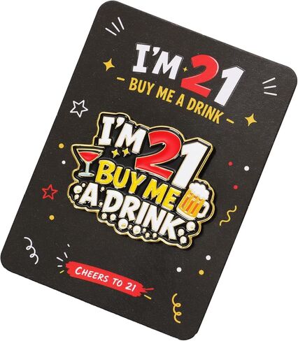 21st Birthday Pin for Women Men, I’m 21 Buy Me A Drink Enamel Pin Badge, Funny 21st Birthday Button, Birthday Party Accessories for Him Her, Bar Crawl Gift in Saudi Arabia