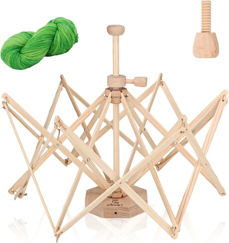 Olikraft Wooden Yarn Swift - Lightweight Reverse Yarn Umbrella Swifts, Yarn Ball Swift, Skein Winder, Part of Yarn Winder and Swift Set in Kuwait