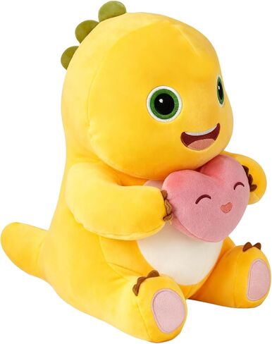 35cm Dinosaur Plush Pillow with Love Heart, Cute Dinosaur Stuffed Animal, Soft Yellow Dino Plush Doll, Kawaii Plush Pillow for Home Decoration in Saudi Arabia