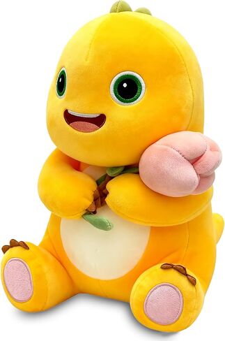 35cm Dinosaur Plush Pillow with Love Heart, Cute Dinosaur Stuffed Animal, Soft Yellow Dino Plush Doll, Kawaii Plush Pillow for Home Decoration in Saudi Arabia