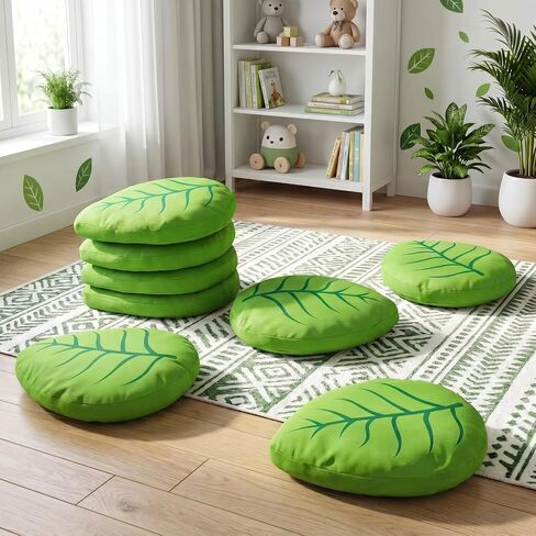 Cinnvoice 8 Pcs Green Leaf Floor Cushions for Classroom Sitting, 13.78" x 16.73" Leaf-Shaped Floor Cushions Foam Flexible Seating for Indoor or Outdoor, Back to School Group Activity Home Decoration in Kuwait