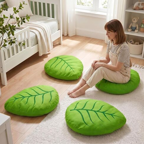Cinnvoice 8 Pcs Green Leaf Floor Cushions for Classroom Sitting, 13.78" x 16.73" Leaf-Shaped Floor Cushions Foam Flexible Seating for Indoor or Outdoor, Back to School Group Activity Home Decoration in Kuwait
