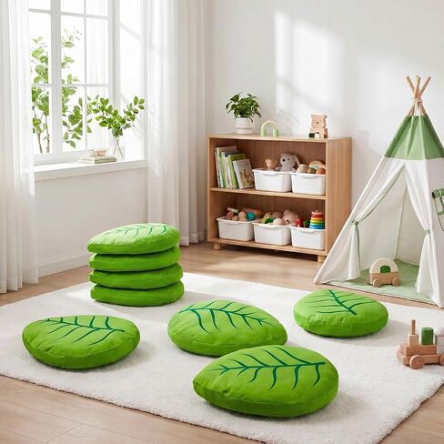 Cinnvoice 8 Pcs Green Leaf Floor Cushions for Classroom Sitting, 13.78" x 16.73" Leaf-Shaped Floor Cushions Foam Flexible Seating for Indoor or Outdoor, Back to School Group Activity Home Decoration in Kuwait