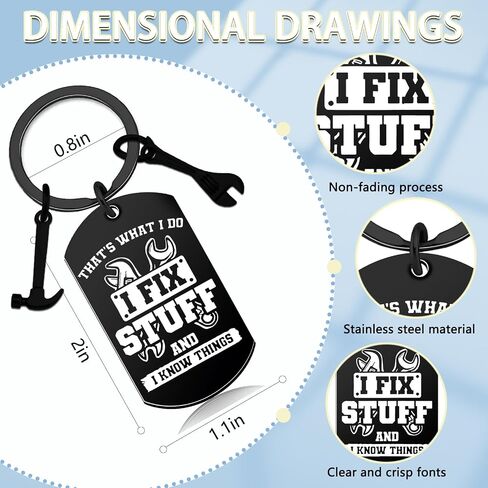 Mechanic Gifts for Men Gifts for Father's Day from Daughter Son Dad Stuff Fathers Day Gift for Dad Best Dad Ever Gifts Dad Keychain I Fix Stuff And I Know Things Dad Keychain Cool Stuff for Dad Mens in Saudi Arabia