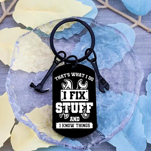 Mechanic Gifts for Men Gifts for Father's Day from Daughter Son Dad Stuff Fathers Day Gift for Dad Best Dad Ever Gifts Dad Keychain I Fix Stuff And I Know Things Dad Keychain Cool Stuff for Dad Mens in Saudi Arabia