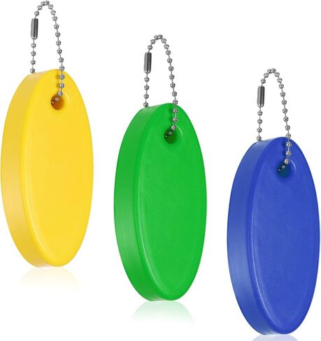 3 Pcs Floating Keychain for Boat Keys, Oval Shaped Bright Color Floating Keychain Waterproof Key Ring for Kayak, Sailing, Swiming, Fishing, Surfboard (Yellow, Blue, Green) in Saudi Arabia