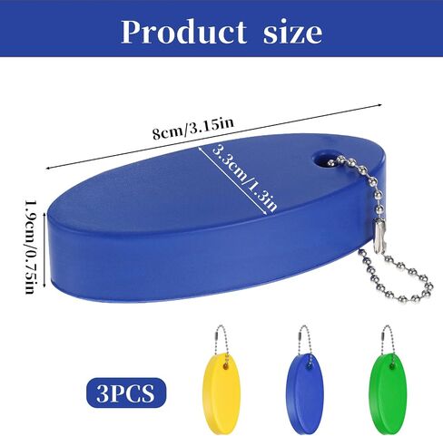 3 Pcs Floating Keychain for Boat Keys, Oval Shaped Bright Color Floating Keychain Waterproof Key Ring for Kayak, Sailing, Swiming, Fishing, Surfboard (Yellow, Blue, Green) in Saudi Arabia
