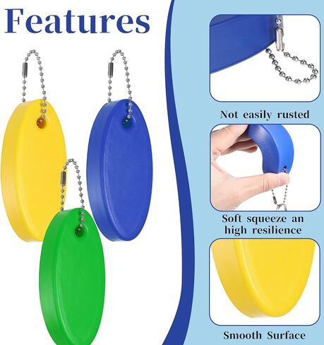 3 Pcs Floating Keychain for Boat Keys, Oval Shaped Bright Color Floating Keychain Waterproof Key Ring for Kayak, Sailing, Swiming, Fishing, Surfboard (Yellow, Blue, Green) in Saudi Arabia