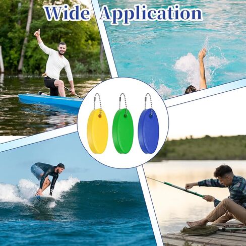 3 Pcs Floating Keychain for Boat Keys, Oval Shaped Bright Color Floating Keychain Waterproof Key Ring for Kayak, Sailing, Swiming, Fishing, Surfboard (Yellow, Blue, Green) in Saudi Arabia