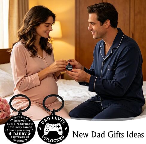 First Fathers Day Gift for New Daddy, New Dad Gifts First Time, Dads to Be Gift - Dad Level Unlocked Key Chain, Expecting Daddy Present for Birthday, Father's Day, Christmas in Kuwait