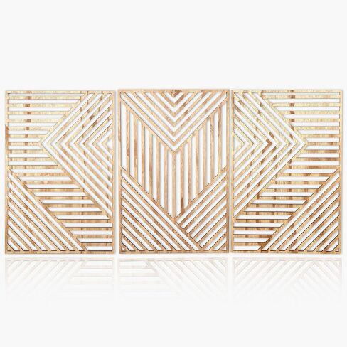 Motivilla 3 Pieces Wood Wall Art Floral Decor, 3D Layered Flowing Flower Wooden Wall Sculptures, Nature Inspired Hanging Aesthetic Decor for Living Room Bedroom Office (Dark Flower, Large) in Saudi Arabia