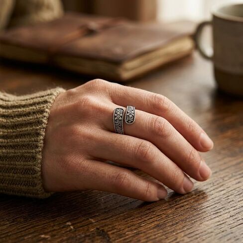 Vintage Open Adjustable Ring with Intricate Carving Design, Unique Boho Ethnic Style Finger Ring for Women, Antique Finish Statement Jewelry Gifts for Birthdays and Special Occasions in Kuwait