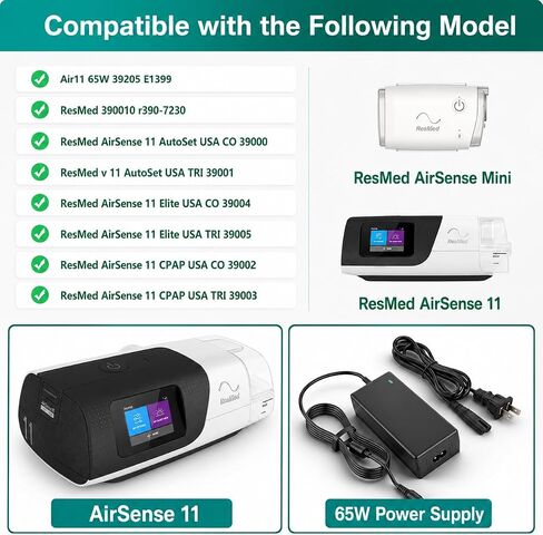 from haoranli 65W 24V 2.71A Power Supply Charger for ResMed AirSense 11 AutoSet Elite CPAP, AirSense 11 Power Cord Replacement, Compatible with Air11 39205 E1399 390010 R390-7230 in Saudi Arabia
