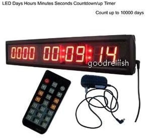 Red Color 1.8" 10 Digits LED Days Digital Countdown Clock Count up to 10000 Days with Hours Minutes Seconds IR Remote Control Aluminum Case in Saudi Arabia