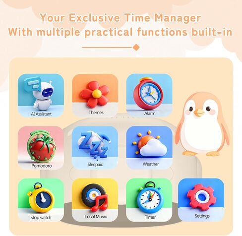 Kids Intelligent AI Alarm Clock, Ok to Wake Clock for Kids, Sleep Trainer Clock for Toddler, Adorable Digital Alarm Clock, AI Voice Clock with Chat, Time Management Gift for Children in Saudi Arabia