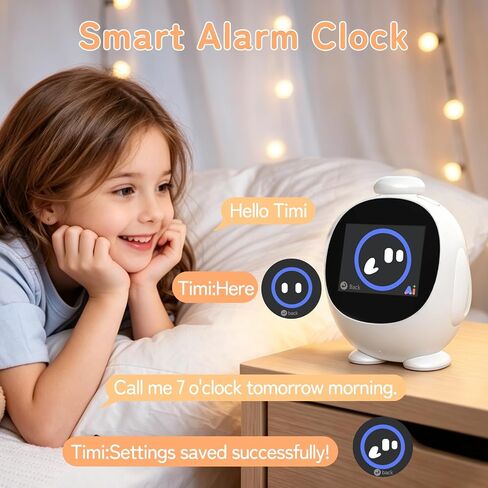 Kids Intelligent AI Alarm Clock, Ok to Wake Clock for Kids, Sleep Trainer Clock for Toddler, Adorable Digital Alarm Clock, AI Voice Clock with Chat, Time Management Gift for Children in Saudi Arabia
