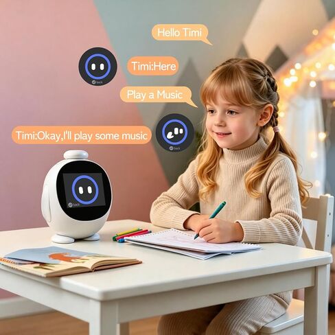 Kids Intelligent AI Alarm Clock, Ok to Wake Clock for Kids, Sleep Trainer Clock for Toddler, Adorable Digital Alarm Clock, AI Voice Clock with Chat, Time Management Gift for Children in Saudi Arabia