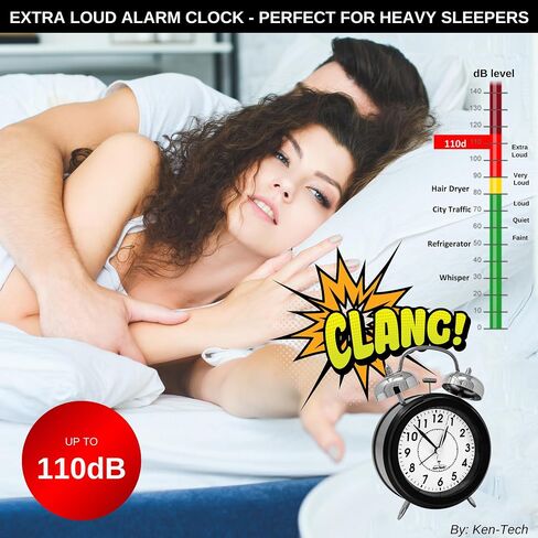 Atomic Retro Twin Bell Alarm Clock Alarm Clocks for Bedrooms. Loud Alarm Clock for Heavy Sleepers Perfect for Bedroom, Desk, and Office. Set time Automatically. in Saudi Arabia