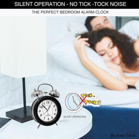 Atomic Retro Twin Bell Alarm Clock Alarm Clocks for Bedrooms. Loud Alarm Clock for Heavy Sleepers Perfect for Bedroom, Desk, and Office. Set time Automatically. in Saudi Arabia