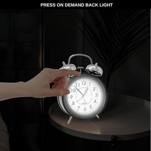 Atomic Retro Twin Bell Alarm Clock Alarm Clocks for Bedrooms. Loud Alarm Clock for Heavy Sleepers Perfect for Bedroom, Desk, and Office. Set time Automatically. in Saudi Arabia