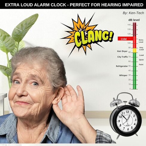 Atomic Retro Twin Bell Alarm Clock Alarm Clocks for Bedrooms. Loud Alarm Clock for Heavy Sleepers Perfect for Bedroom, Desk, and Office. Set time Automatically. in Saudi Arabia