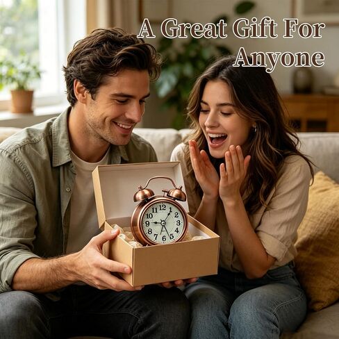 Loud Alarm Clock for Heavy Sleeper, Twin Bell Retro 3'' Silent Non-Ticking Mini Travel Quartz with Backlight, Luminous Dial, Battery Operated Mental Alarm Clock for Home Decoration Bedroom Bedside in Saudi Arabia