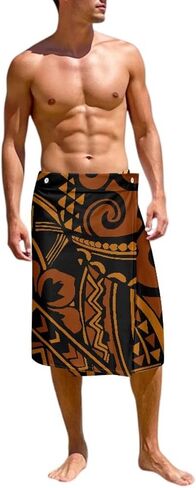 Mens Traditional Sarong Pareo Lavalava Polynesian Samoan Totem Lavalava Wrap Skirts Casual Summer Beachwear in Kuwait
