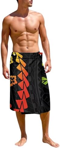 Mens Traditional Sarong Pareo Lavalava Polynesian Samoan Totem Lavalava Wrap Skirts Casual Summer Beachwear in Kuwait