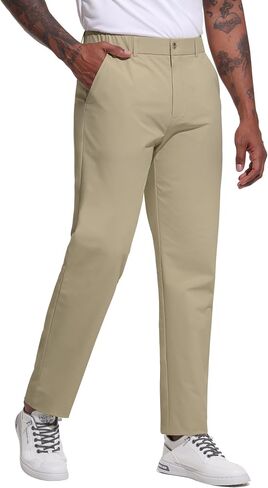 Ntrlv Men's Golf Pants Elastic Waist Stretch Comfy Work Dress Pants Quick Dry Lightweight Casual Slacks Trousers with Pockets in Saudi Arabia