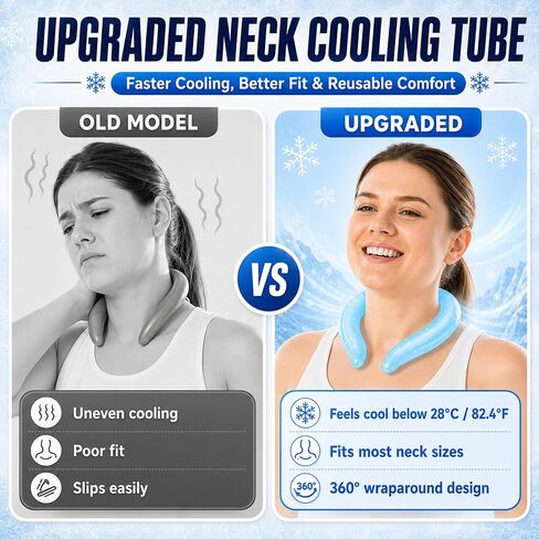 Neck Cooling Tube, PCM Cooling Collar for Freezer or Ice Water Pre-Chill, Reusable Wearable Neck Cooler Ring for Hot Weather Yard Work Walking Hiking Camping Commute in Saudi Arabia