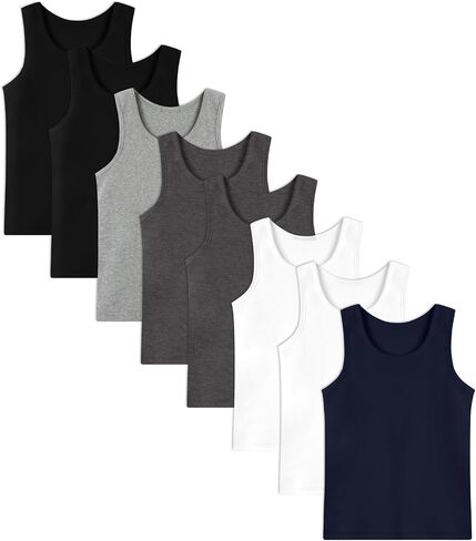 8 Pack Boys Kids Tank Tops Cotton Undershirts Sleeveless Crew Neck Tank Tops for Toddlers in Saudi Arabia